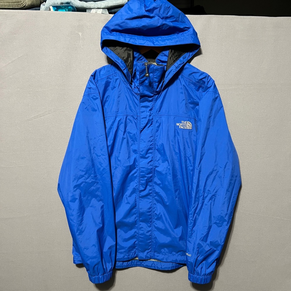 The North Face Mens HyVent Rain Jacket Royal Blue Hooded Waterproof Shell Small